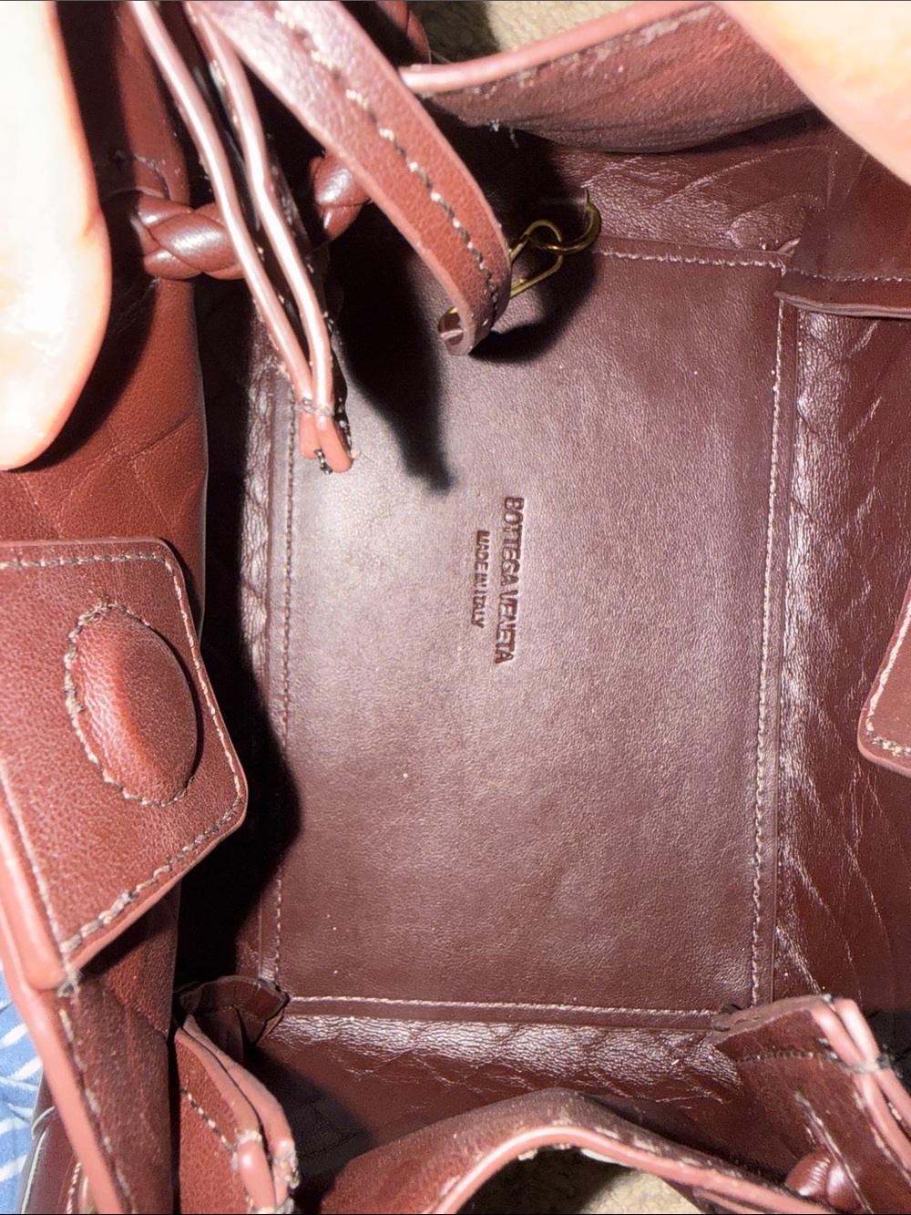 Bottega Veneta Woven Shoulder Bag in Deep Wine with Gold Accent - Picture 8 of 8